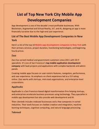 List of Top New York City Mobile App Development Companies