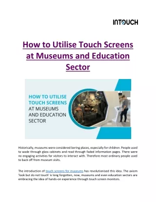 how to utilise touch screens at museums