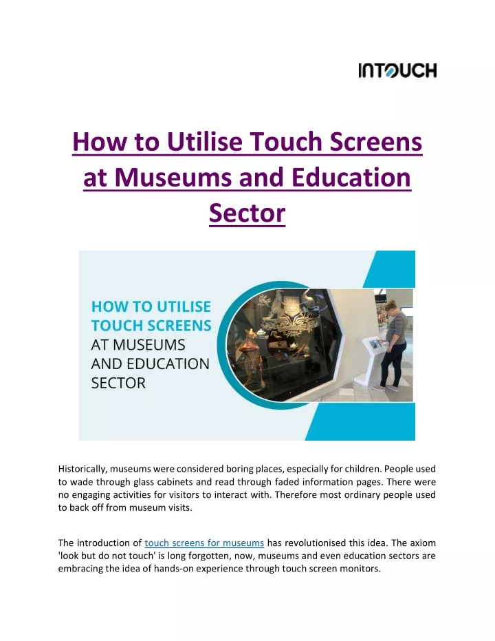 how to utilise touch screens at museums