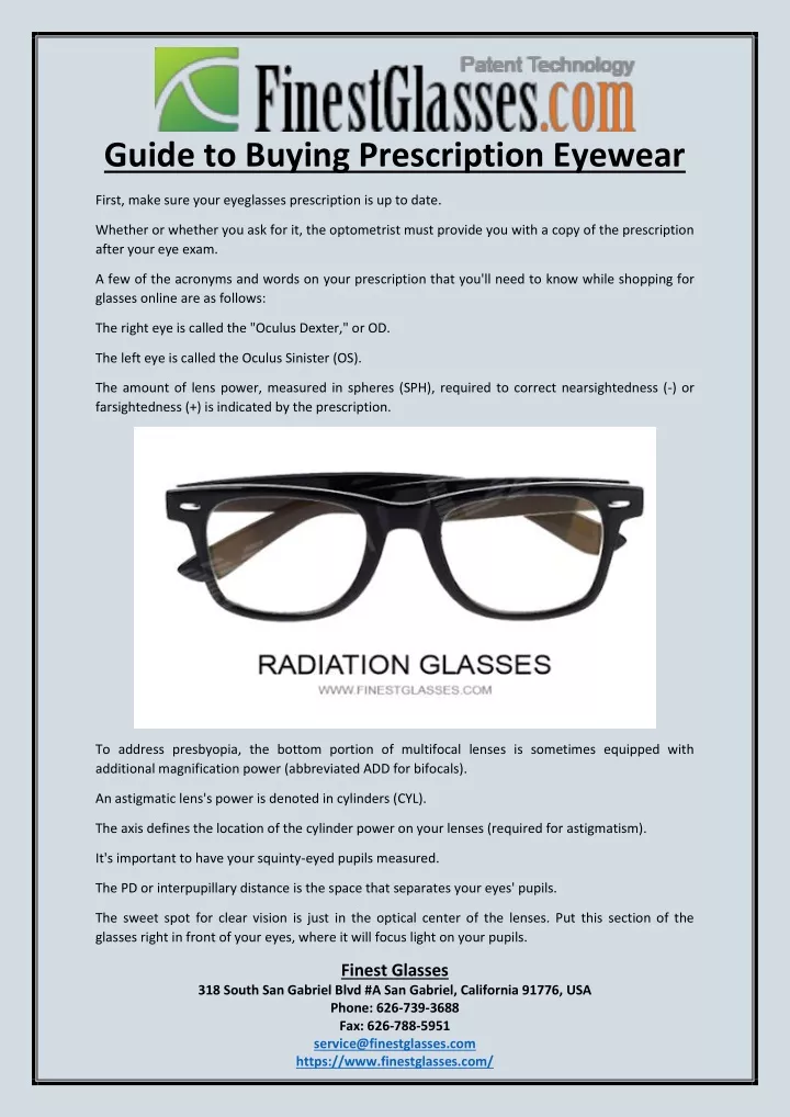 guide to buying prescription eyewear