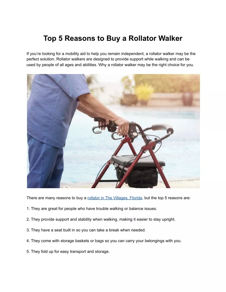 top 5 reasons to buy a rollator walker