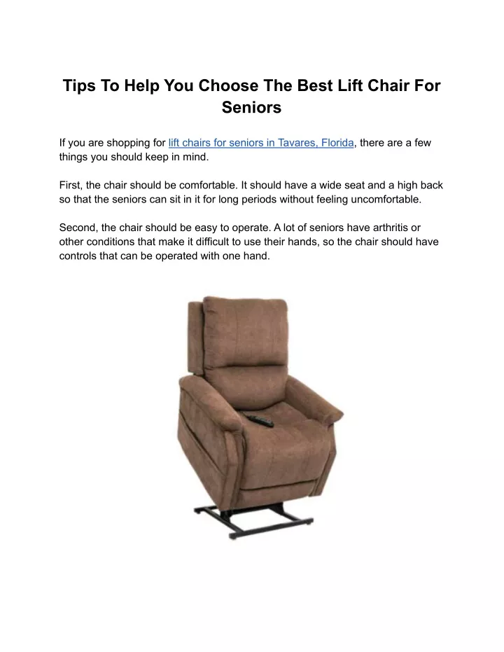 tips to help you choose the best lift chair