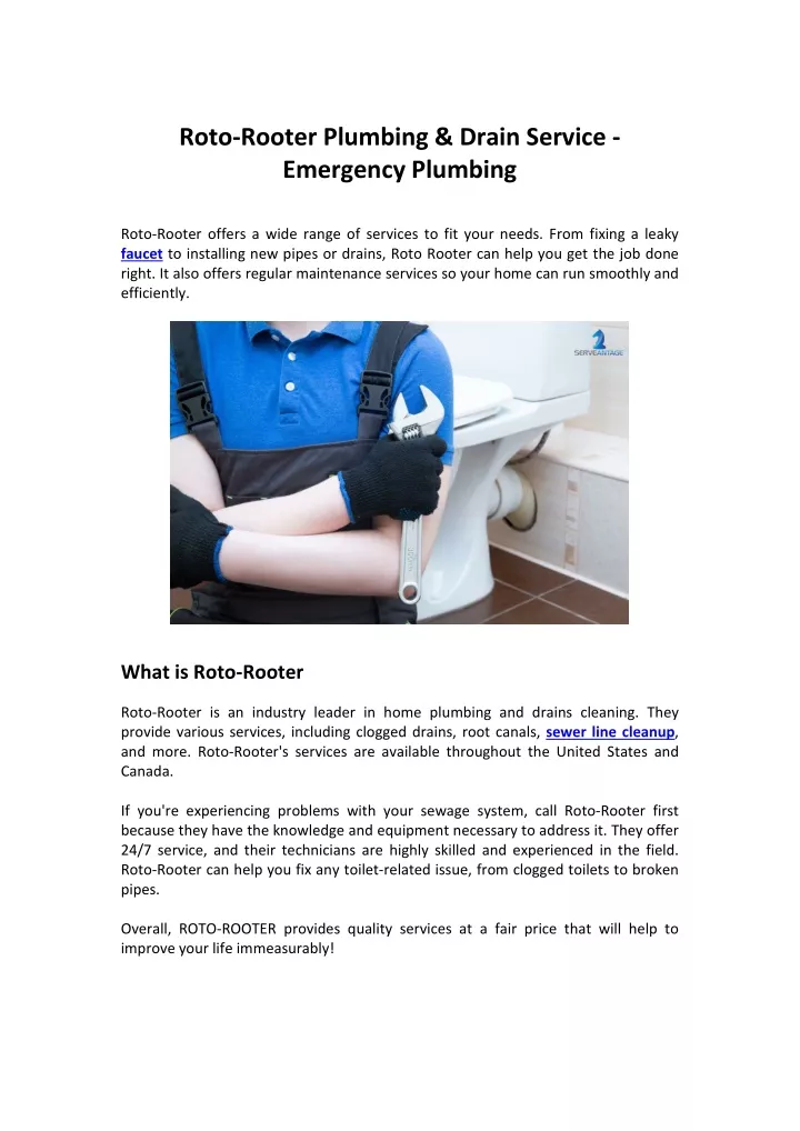 roto rooter plumbing drain service emergency