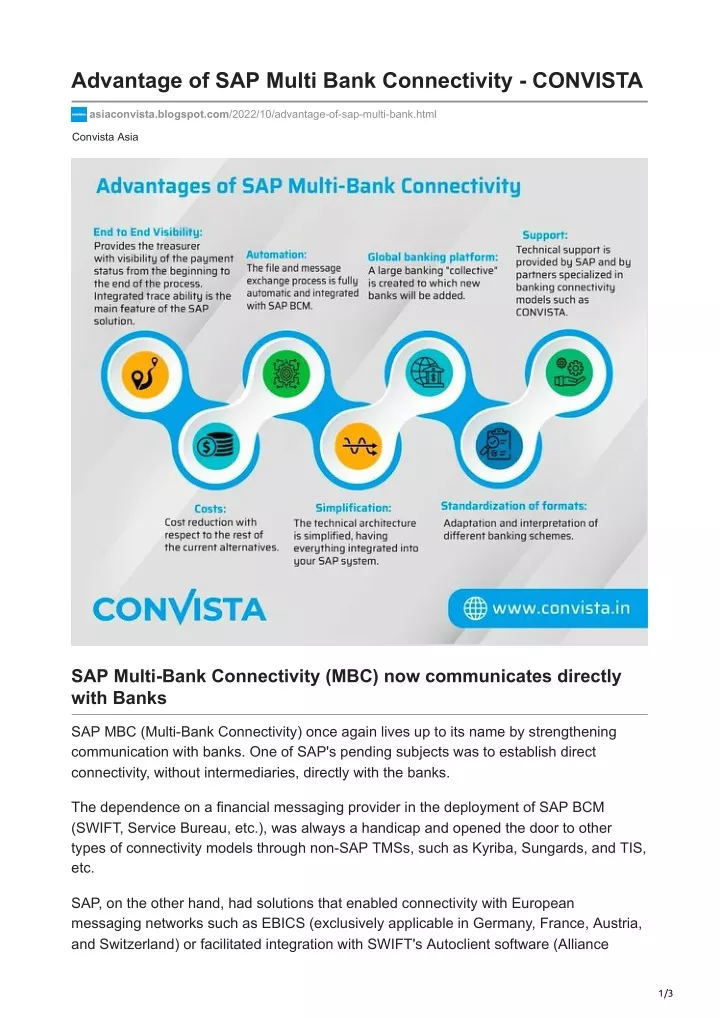 advantage of sap multi bank connectivity convista