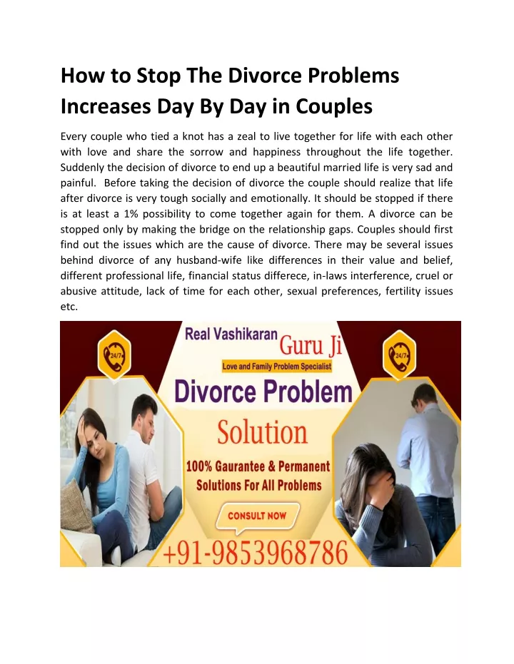 how to stop the divorce problems increases