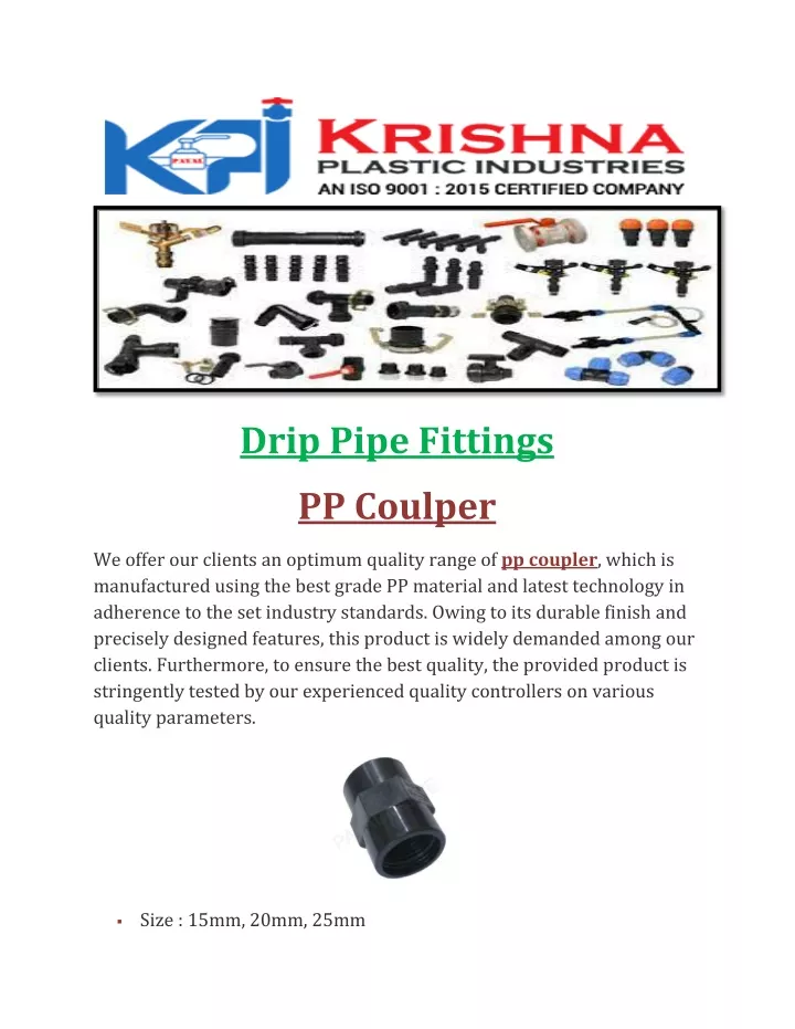 drip pipe fittings