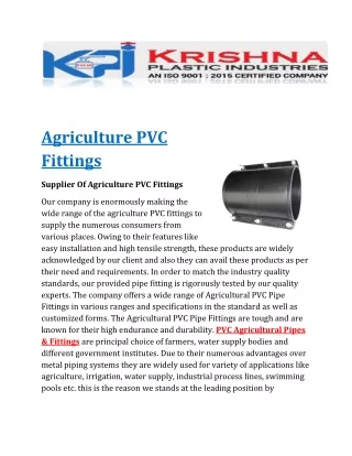 agriculture pvc fittings
