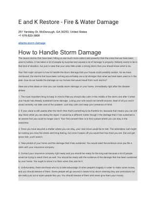 e and k restore fire water damage