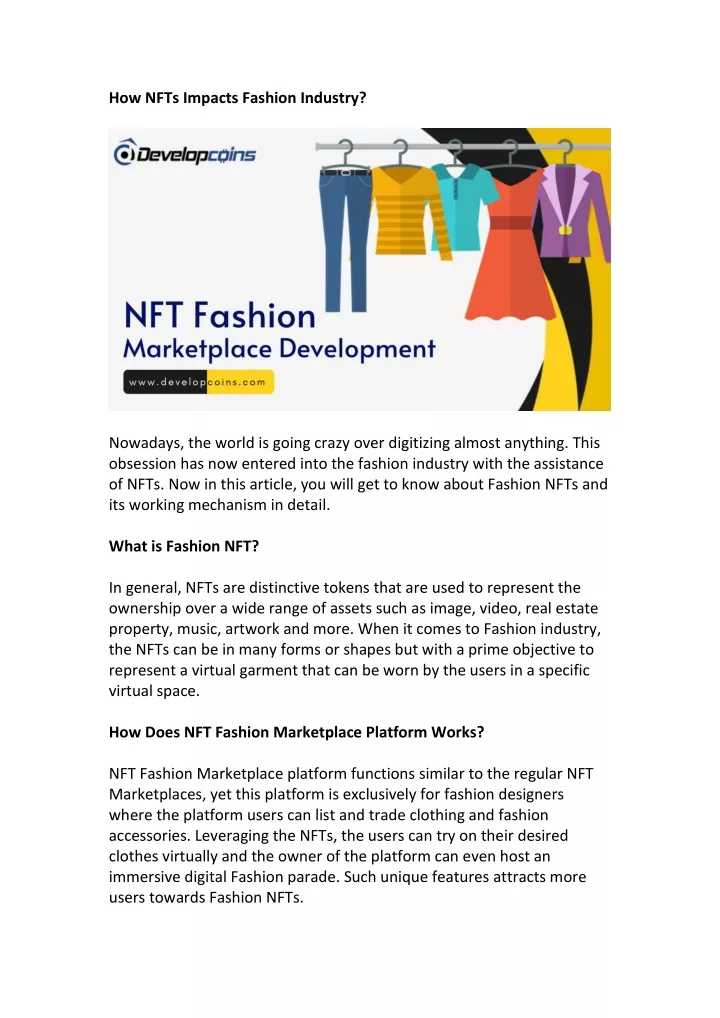 how nfts impacts fashion industry