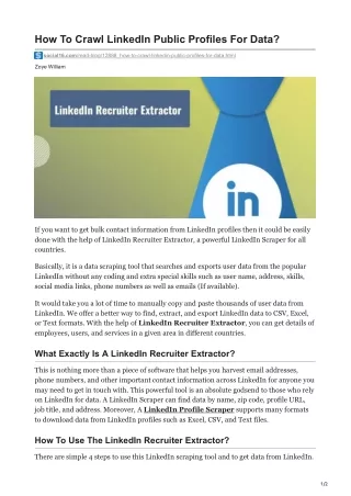 how to crawl linkedin public profiles for data
