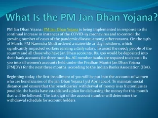 what is the pm jan dhan yojana