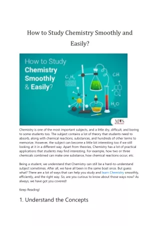 How to Study Chemistry Smoothly and Easily
