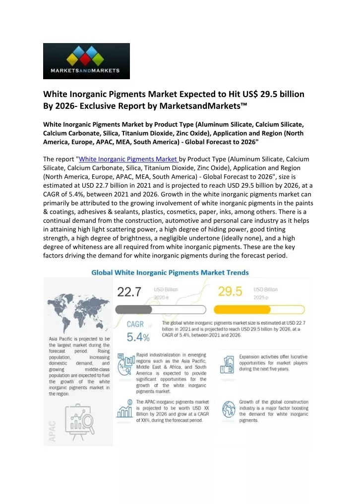 white inorganic pigments market expected