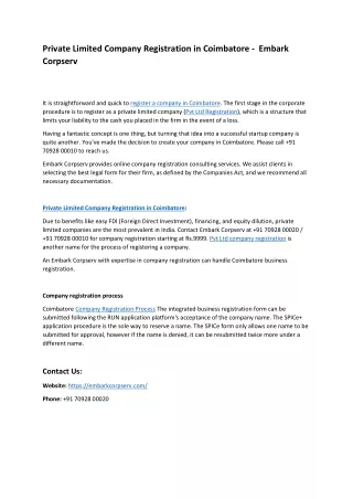 private limited company registration