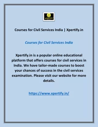 Courses for Civil Services India | Xpertify.in