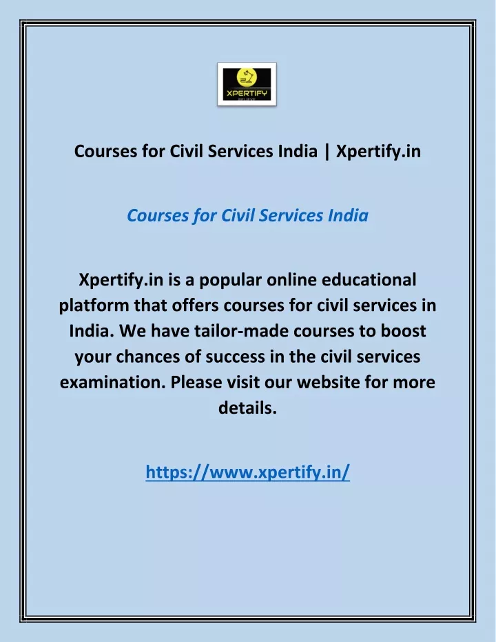 courses for civil services india xpertify in