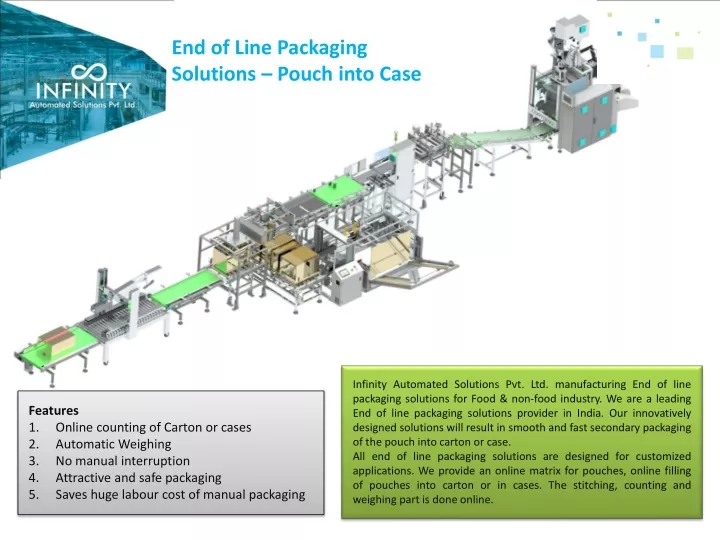 end of line packaging solutions pouch into case
