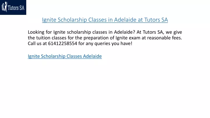 ignite scholarship classes in adelaide at tutors sa