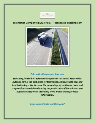 Telematics Company in Australia | Techtonika-autolink.com
