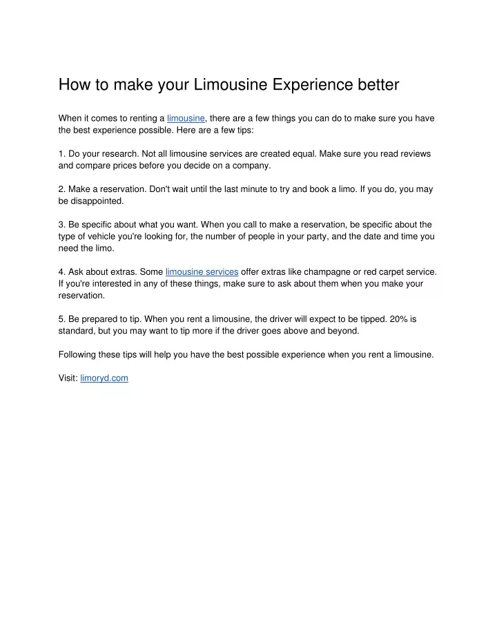 how to make your limousine experience better