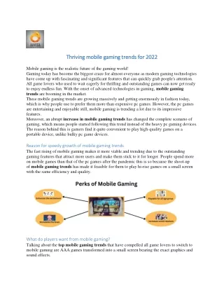 thrivin thriving mobile gaming trends for 2022
