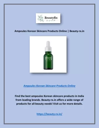 Ampoules Korean Skincare Products Online | Beauty-rx.in