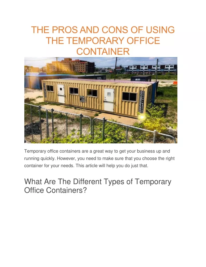 the pros and cons of using the temporary office