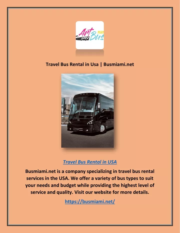 travel bus rental in usa busmiami net