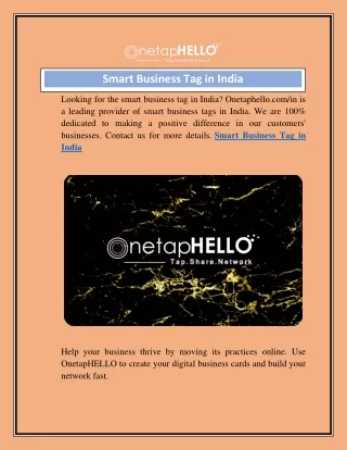 Smart Business Tag in India  Onetaphello.com in