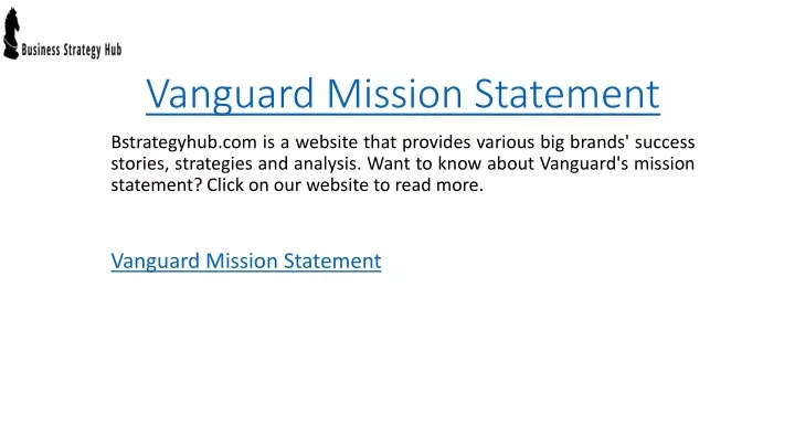 vanguard mission statement