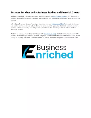 business enriches and business studies