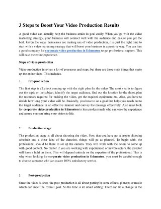 3 Steps to Boost Your Video Production Results