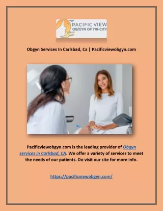 obgyn services in carlsbad ca pacificviewobgyn com