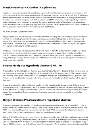 massive hyperbaric chamber oxyflow duo
