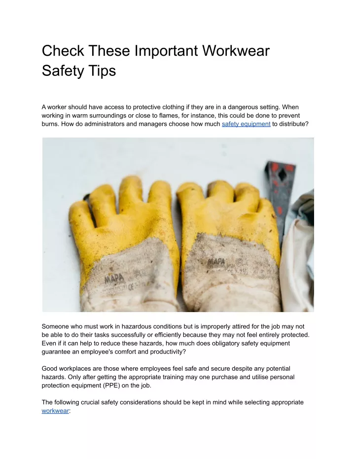 check these important workwear safety tips