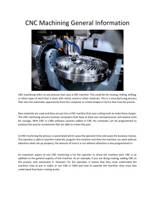 cnc machining general information