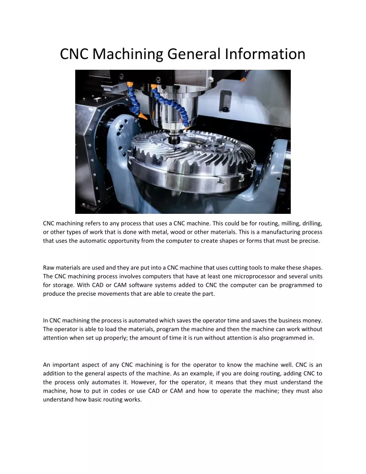 cnc machining general information