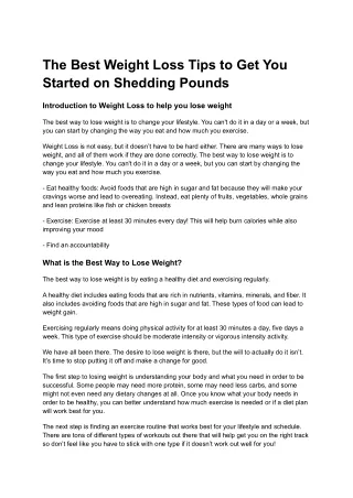 The Best Weight Loss Tips to Get You Started on Shedding Pounds