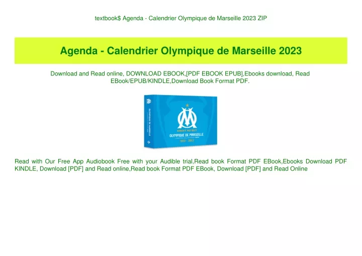 textbook agenda calendrier olympique de marseille