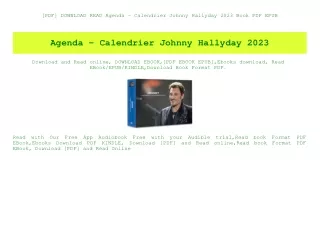 [PDF] DOWNLOAD READ Agenda - Calendrier Johnny Hallyday 2023 Book PDF EPUB