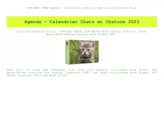 PDF READ FREE Agenda - Calendrier Chats et Chatons 2023 Online Book