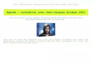 [ PDF ] Ebook Agenda - Calendrier avec Jean-Jacques Goldman 2023 [R.A.R]