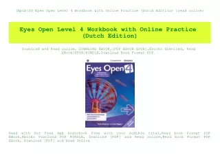 [Epub]$$ Eyes Open Level 4 Workbook with Online Practice (Dutch Edition) {read online}