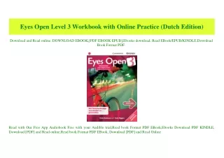 (READ-PDF!) Eyes Open Level 3 Workbook with Online Practice (Dutch Edition) Unlimited