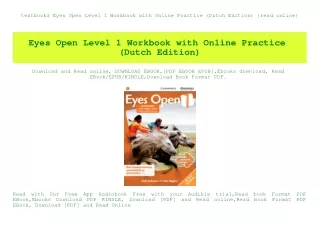 textbook$ Eyes Open Level 1 Workbook with Online Practice (Dutch Edition) {read online}