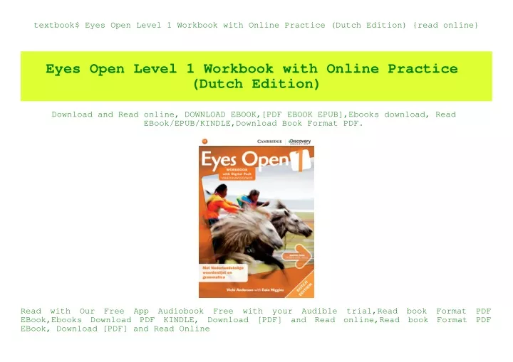 textbook eyes open level 1 workbook with online