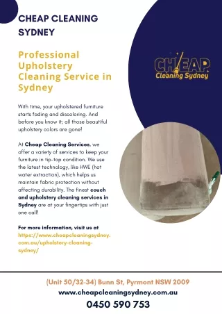 Professional upholstery cleaning Service in Sydney