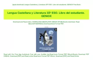 {epub download} Lengua Castellana y Literatura 3Ã‚Âº ESO. Libro del estudiante. GENiOX Free Book