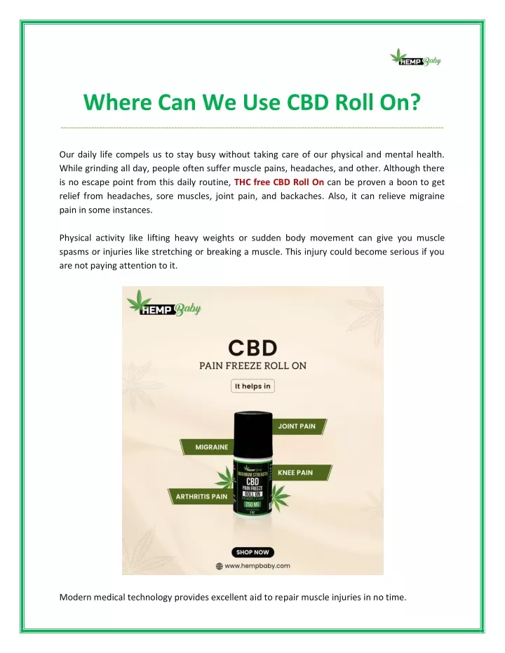 where can we use cbd roll on