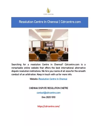 Resolution Centre In Chennai | Cdrcentre.com